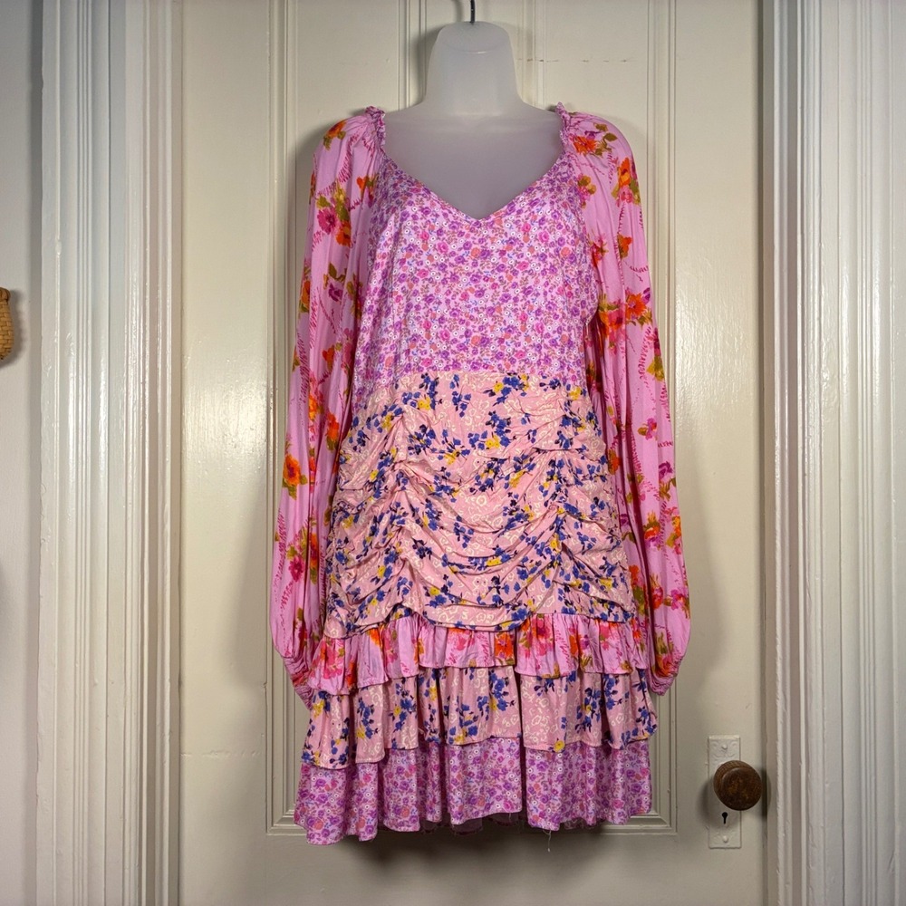 R. Vivimos Dress M Peasant Boho Fairycore Whimsy Tiered Ruched Ruffles - Picture 12 of 12